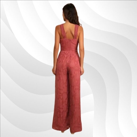 2/$30 Lulus Lovely Celebration Rose Pink Floral Jumpsuit Size XS - Flawed - Picture 2 of 9